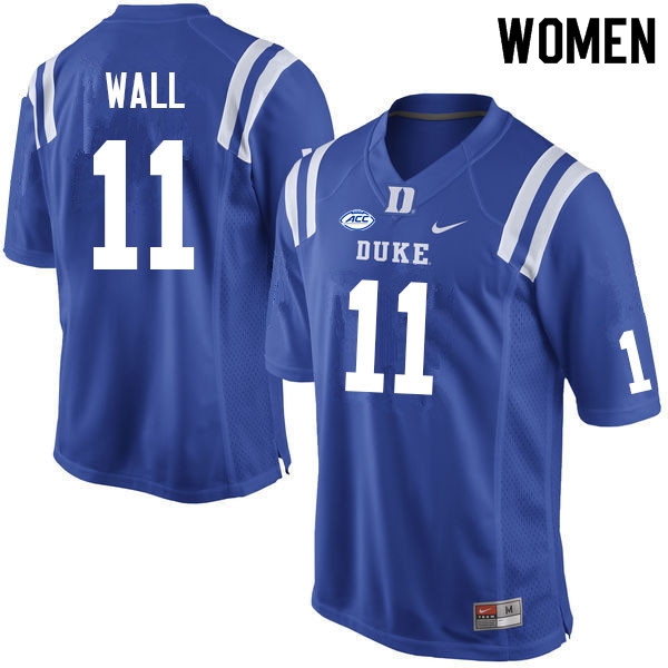 Women #11 Mehki Wall Duke Blue Devils College Football Jerseys Sale-Blue